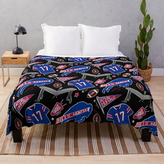 Buffalo Bills Josh Allen pattern (black) Throw Blanket