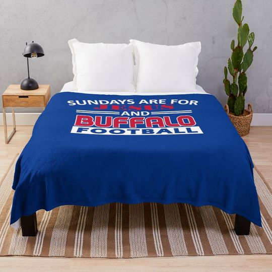 Discover Buffalo Football Fan - Sunday's For Jesus and Billievin'  Throw Blanket