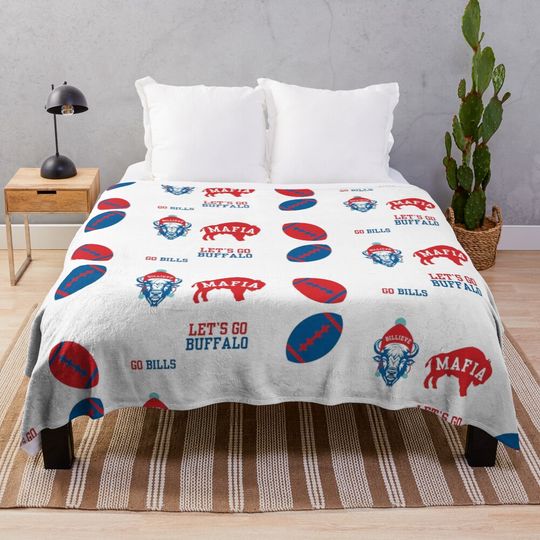 Sticker Pack of Red & Blue Buffalo Bills Throw Blanket