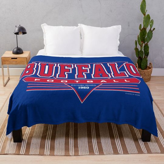 Buffalo Football Retro, Vintage Bills Inspired 90s Throwback Throw Blanket