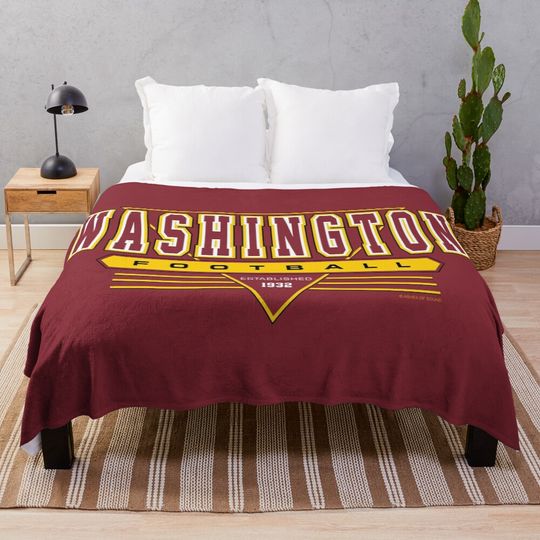 Washington Football Retro, Vintage Commanders Inspired 90s Throwback Throw Blanket