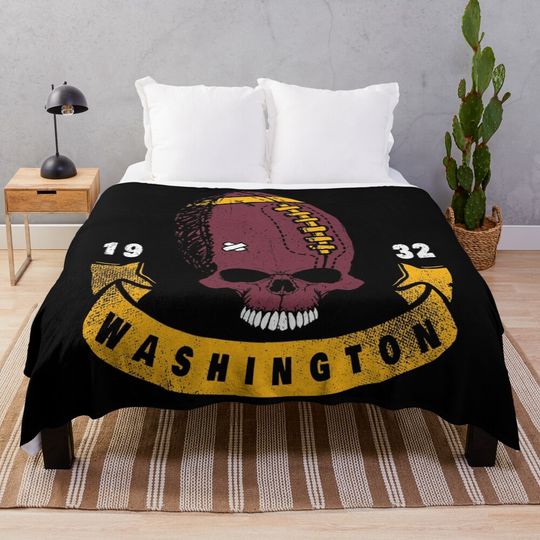 Funny Skull Washington D.C. Football Team Novelty Gift Throw Blanket