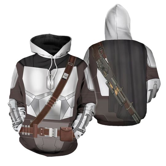 Halloween Beskar Mandalorian Costume 3D Hoodie, Halloween All Over Print Tee, Mandalorian Costume, Star War T-Shirt, Bounty Hunter