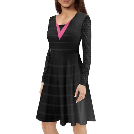 Edna Inspired All-over print long sleeve midi dress | Halloween | Cosplay | Women's Clothing