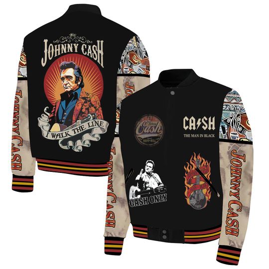 Johnny Cash Walk The Line Baseball Jacket
