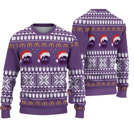 McDonald's Purple Grimace Holiday Knit Sweater Size M Ugly Christmas New**