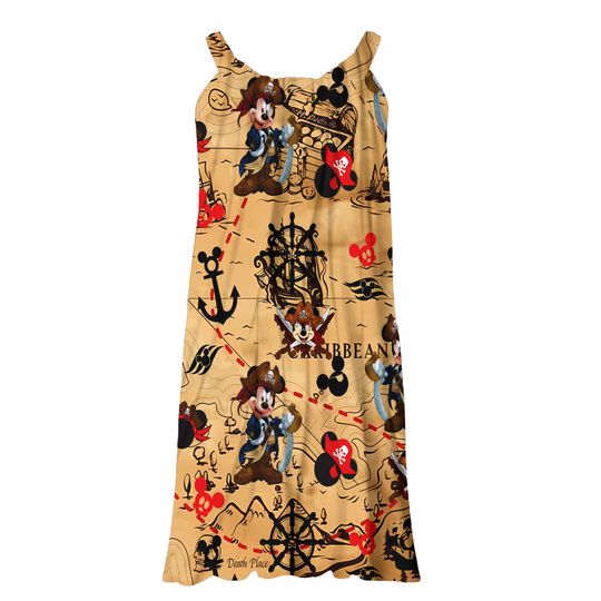Mickey Mouse Pirates Sling Summer Dress, Disney Pirates Women Dress, Funny Mickey Cruise Sleepwear Shirt, Summer Gift For Her