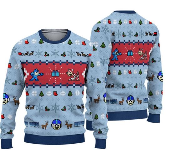 Mega Man Ugly Christmas Sweater, Mega Man Shirt, Proto Man Sweatshirt, Family Christmas Shirt, Christmas Vacation Shirt