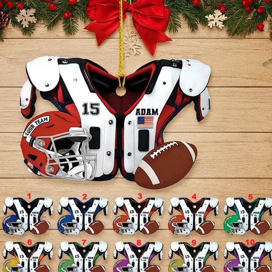 Personalized Football Ornament 2025 - Custom Name, Number & Team - Perfect Gift for Players, Moms and Senior Night