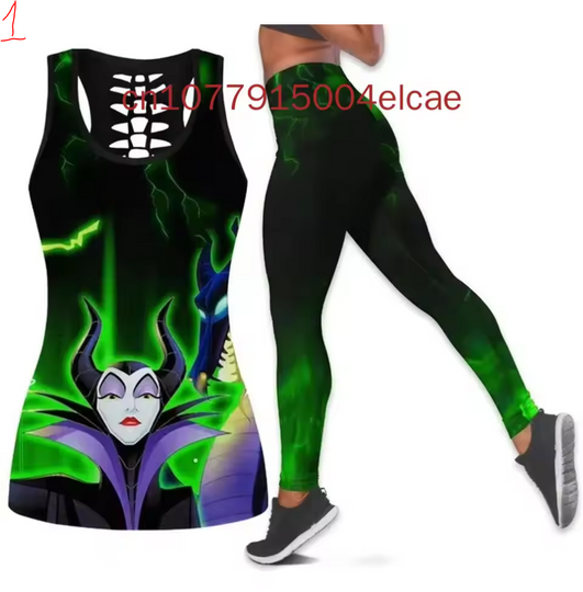 Discover Disney Tank Top Legging Yoga Set, Summer Fitness Leggings