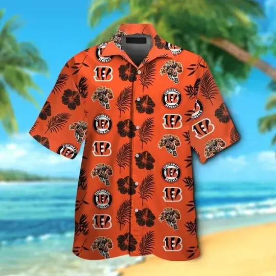 Discover Cincinnati Football Team Bengalss Hawaiian Button Down Shirt