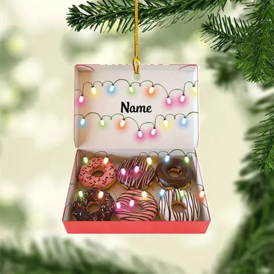 Discover Donut Box Christmas Ornament, Xmas Tree Decor, Loved Donut Box Ornament