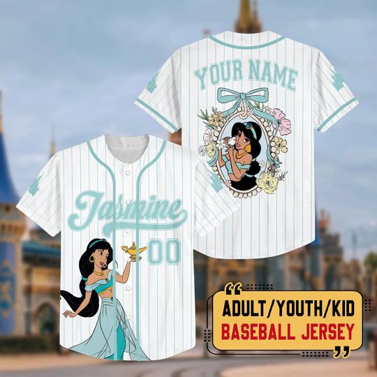 Discover Disney Princess Baseball Jersey Custom Name and Princess Jersey Beauty and the Beast Rapunzel Disneyland Girls Trip Shirt