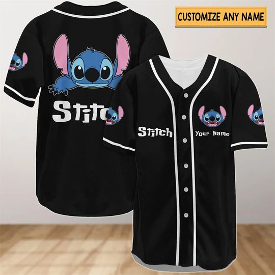 Discover Fun Disney Stitch baseball uniforms, custom Lilo & Stitch youth shirts, children's baseball shirts, Disney World birthday gifts
