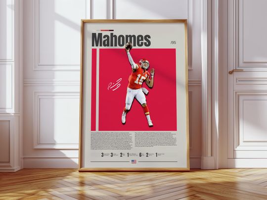 Patrick Mahomes Poster, Kansas City Chief Poster, football Poster, Sports Poster, Football Poster, football Wall Art, Sports Bedroom Posters