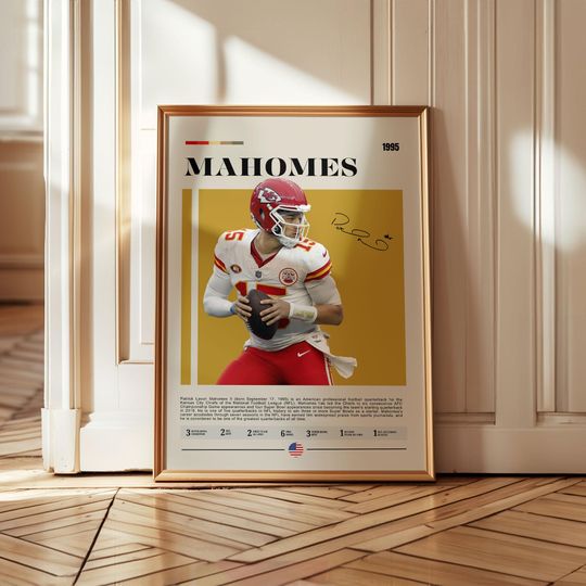 Patrick Mahomes Poster, Kansas City Chief Poster, Sports Poster, football Poster, football Fans, Football Poster, football Wall Art, Sports Bedroom Posters