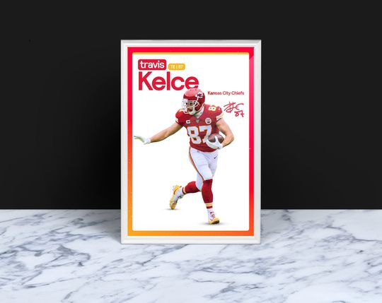 Travis Kelce Poster, KC Chiefs, Kansas City Chiefs, Football Gifts, Sports Poster, Football Player Poster, Football Wall Art