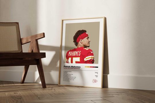 Discover Patrick Mahomes Poster, Kansas City Chiefs, American Football Print, Modern Football Wall Art for Office or Bedroom, Football Gift Ideas