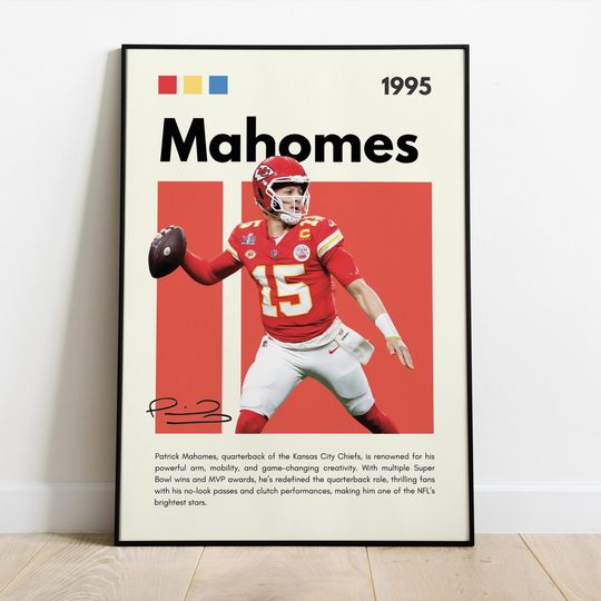 Patrick Mahomes Poster |Kansas City Chiefs| Sport Poster| Football | football wall art| football poster | Bedroom Sport Decor| Gift for him | football Fans