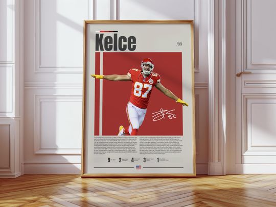 Travis Kelce Poster, Kansas City Chief Poster, football Poster, Sports Poster, Football Poster, football Wall Art, Sports Bedroom Posters