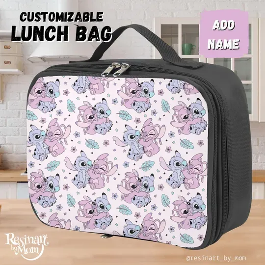 Stitch and Angel Lunch Bag, Disney Lunch Bag, Lunch Bag for kids, Disney Park Bag, Disney School Bag