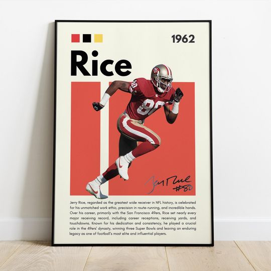 Jerry Rice Poster |San Francisco 49ers| Sport Poster| Football | football wall art| football poster | Bedroom Sport Decor| Game room