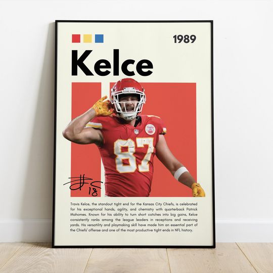 Travis Kelce Poster | Kansas City Chiefs| Sport Poster| Football | football wall art| football poster | Bedroom Sport Decor| Dorm Decor