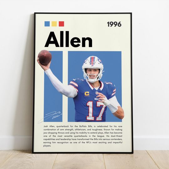 Josh Allen Poster | Buffalo Bills | Sport Poster| Football | football wall art| football poster | Bedroom Sport Decor| Man's Cave| Wall decor