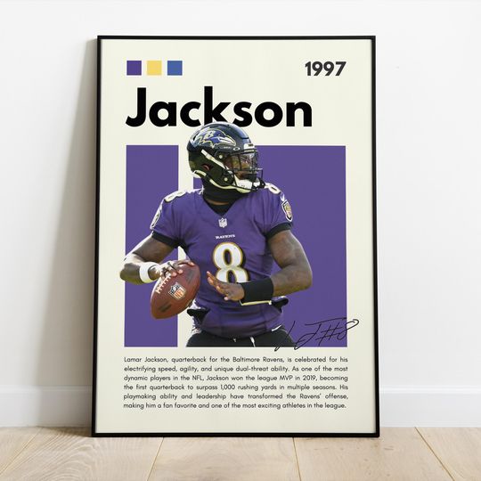 Lamar Jackson Poster |Baltimore Ravens| Sport Poster| Football | football wall art| football poster | Bedroom Sport Decor |Ravens Football Team