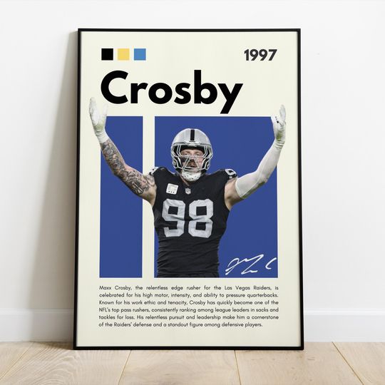 Maxx Crosby Poster | Las Vegas Raiders | Sport Poster| Football | football wall art| football poster | Bedroom Sport Decor| football Legends| football player