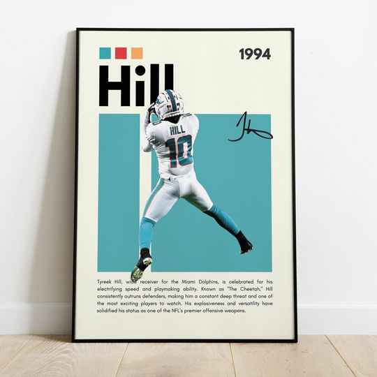 Tyreek Hill Poster | Miami Dolphins | Sport Poster| Football | football wall art| football poster | Bedroom Sport Decor| Man's Cave| Personalized Gift