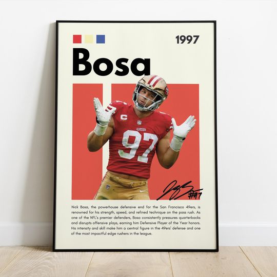 Nick Bosa Poster |San Francisco 49ers| Sport Poster| Football | football wall art| football poster | Football Wall Art Print| Man's Cave| Boy's room