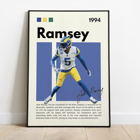 Jalen Ramsey |Miami Dolphins| Sport Poster| Football | football wall art| football poster | Bedroom Sport Decor| football team poster| Super Bowl