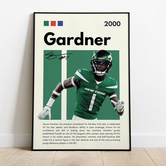 Discover Sauce Gardner Poster | New York Jets | Sport Poster| Football Poster | football wall art| football poster | Bedroom Sport Decor| Dorm Decor