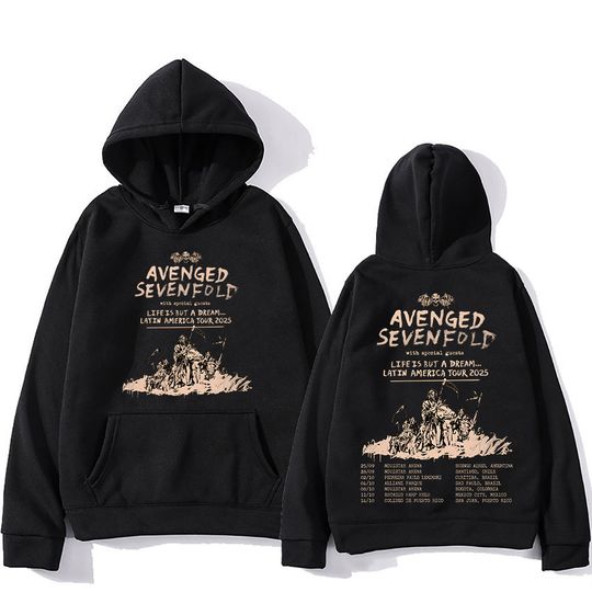 Discover Avenged Sevenfold Hoodies Avenged Sevenfold Latin America Tour 2025 Sweatshirts Hip Hop Novelty Clothes Women/Men Loose Pullover