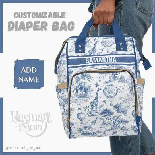 Toile de Jouy Diaper Bag