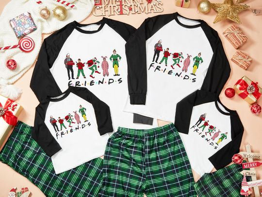 Discover Friends Christmas Party Matching Pajamas, Personalized Holiday Movies Friends Xmas Pajamas, Couples Christmas Pajamas, Christmas Gift