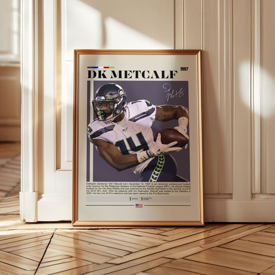 Discover DK Metcalf Football Poster  Seattle Wide Receiver Wall Art  football Sports Print  Athletic Strength Decor for Football Fans