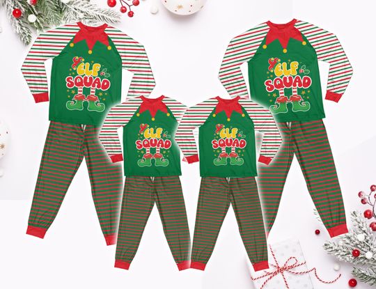Discover Elf Squad Pajama Sets, Elf Christmas Family Matching, Family Christmas ELF Costumes For Kids And Adult, Merry Christmas Gifts For Family