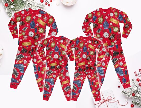 Po-lar Express Family Pajamas Set, Christmas Bells Believe Pajamas, Christmas Train Po-lar Express Pajamas,Christmas Pajamas Gift For Family