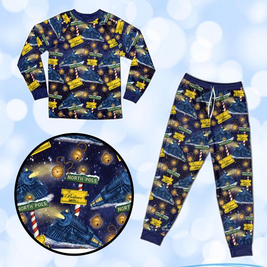Polar Express Christmas Family Pajamas Set, North Pole Train Matching Holiday Sleepwear, Festive Winter PJs for Kids & Adults Xmas Gifts