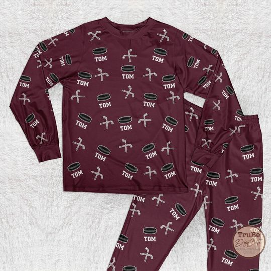 Discover Personalized Hockey Pajama Set: Custom Name & Face, Sport Gift