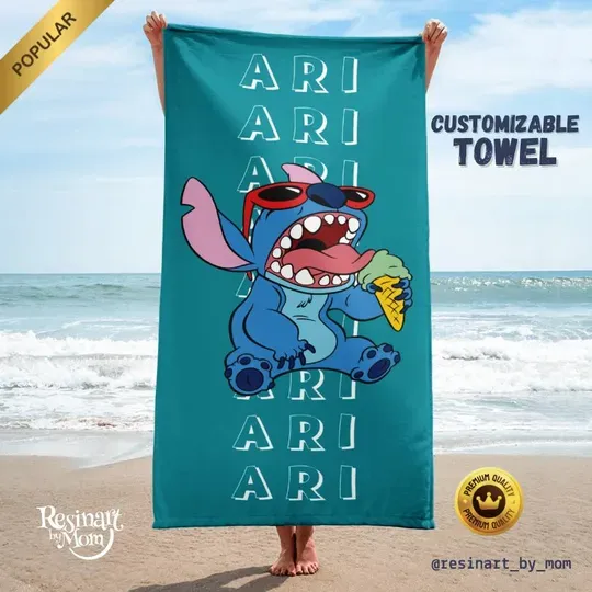Stitch Beach Towel, Beach Towel Gift, Summer Towel