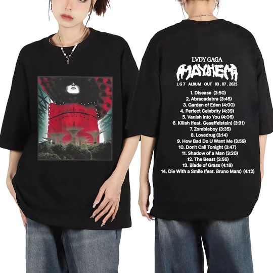 Discover Ld ga Mayhem 2025 New Album T-shirt Men Women Hip Hop Vintage Short Sleeve T-shirts Summer Fashion Casual Oversized T Shirt