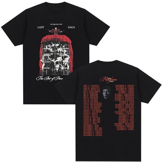 Discover Ld ga Mayhem Ball Tour Graphic T Shirt Men Women Vintage Hip Hop Short Sleeve Loose Cotton Y2k T-Shirt Streetwear Fans Gifts