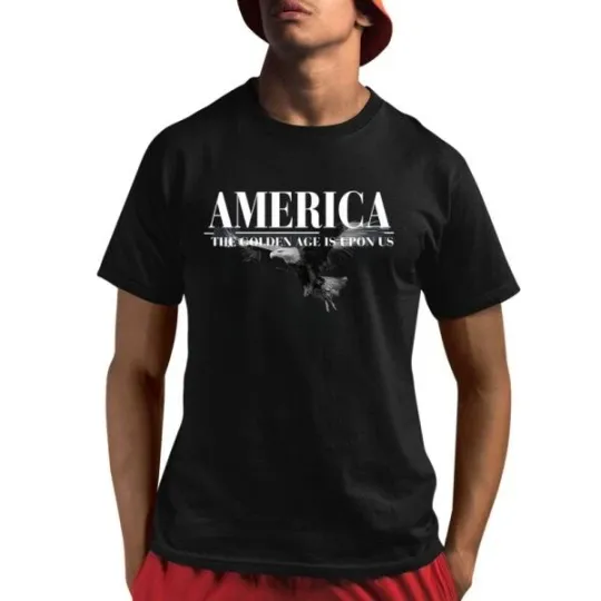 Discover Charlie Kirk Wearing America The Golden Age Is Upon Us Shirt 2025