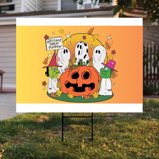 Welcome Great Pumpkin Yard Sign, Funny Halloween Spooky Yard Sign, Pumpkin Yard Sign, Great Pumpkin, Vintage Halloween Yard Sign