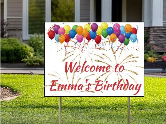 Personalized Birthday Party Welcome Sign  2418 DoubleSided Corrugated Plastic Yard Sign with HStake