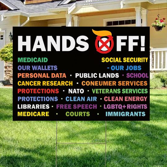 Discover Hands Off Yard Sign, Anti Trump Yard Sign, Resist Sign, Political Lawn Sign, Democracy Sign, Liberal Sign, Activism Sign, Anti Fascist Sign