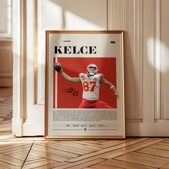 Travis Kelce Poster: Kansas City Chiefs football Art, Sports Room Decor